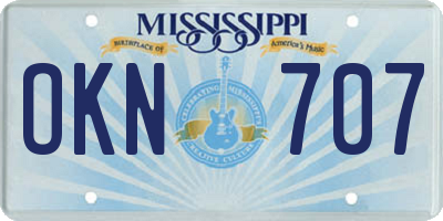 MS license plate OKN707