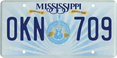 MS license plate OKN709