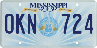 MS license plate OKN724