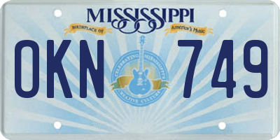 MS license plate OKN749