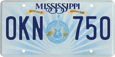 MS license plate OKN750