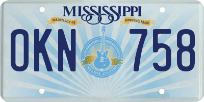 MS license plate OKN758