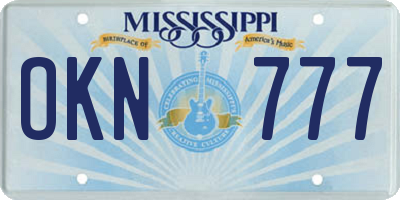MS license plate OKN777