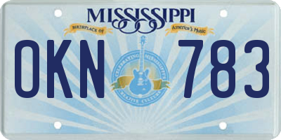 MS license plate OKN783