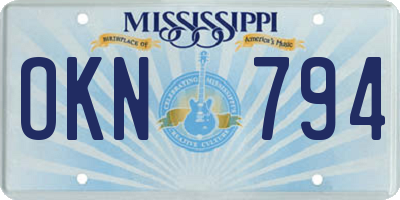 MS license plate OKN794
