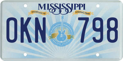 MS license plate OKN798
