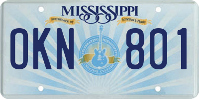 MS license plate OKN801