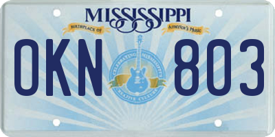 MS license plate OKN803