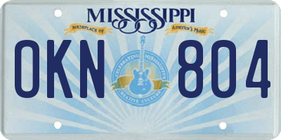 MS license plate OKN804