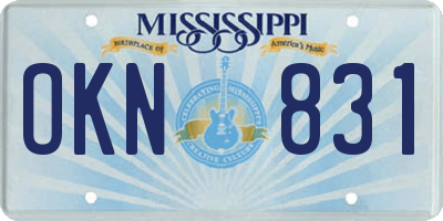 MS license plate OKN831