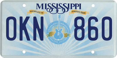 MS license plate OKN860