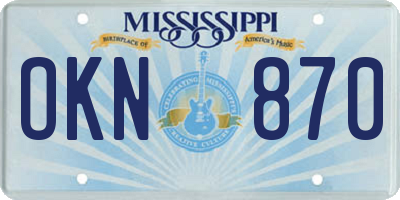 MS license plate OKN870