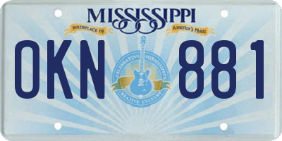 MS license plate OKN881