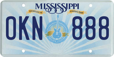 MS license plate OKN888