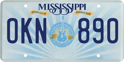 MS license plate OKN890