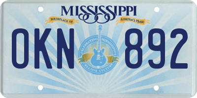 MS license plate OKN892
