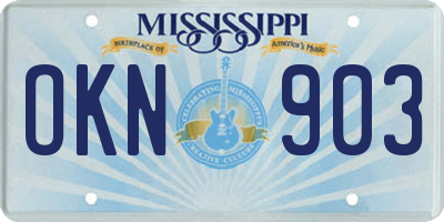 MS license plate OKN903