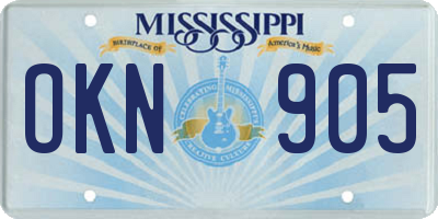 MS license plate OKN905