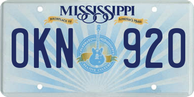 MS license plate OKN920