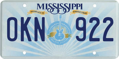 MS license plate OKN922