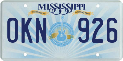MS license plate OKN926