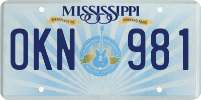 MS license plate OKN981