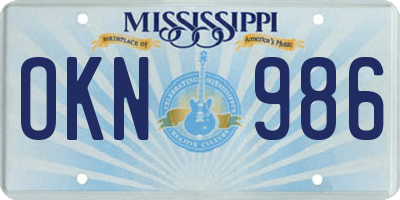 MS license plate OKN986