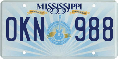 MS license plate OKN988