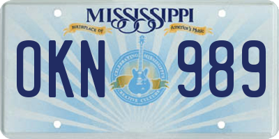 MS license plate OKN989