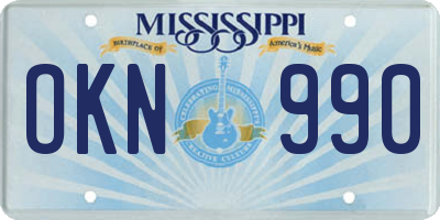 MS license plate OKN990