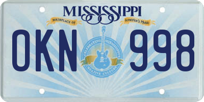 MS license plate OKN998