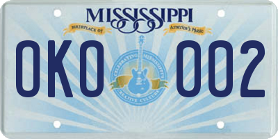 MS license plate OKO002