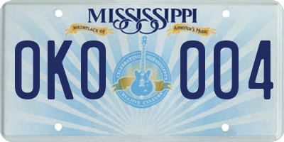 MS license plate OKO004