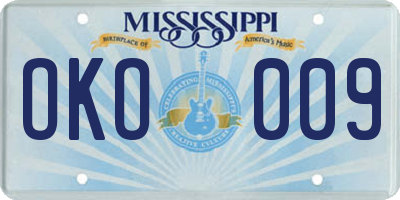 MS license plate OKO009