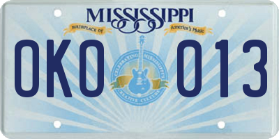 MS license plate OKO013