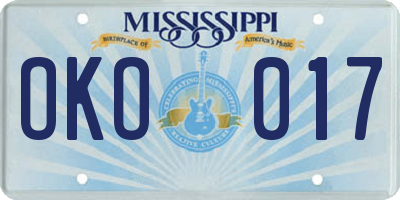 MS license plate OKO017