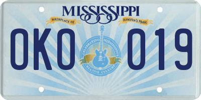 MS license plate OKO019