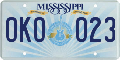 MS license plate OKO023