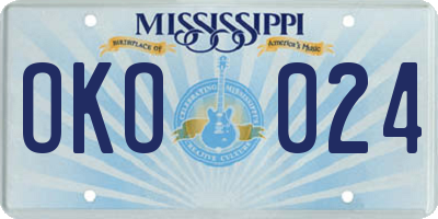 MS license plate OKO024