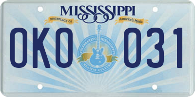 MS license plate OKO031