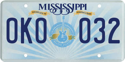 MS license plate OKO032