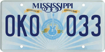 MS license plate OKO033