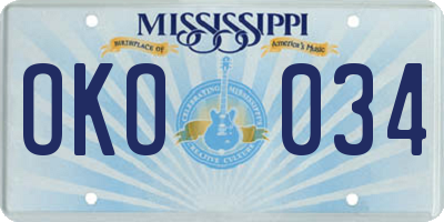 MS license plate OKO034