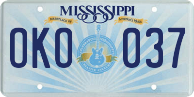 MS license plate OKO037