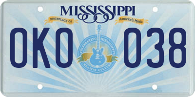 MS license plate OKO038