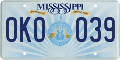 MS license plate OKO039