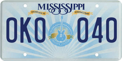 MS license plate OKO040
