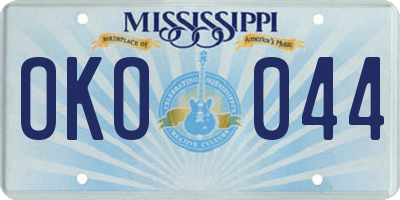MS license plate OKO044