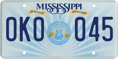 MS license plate OKO045