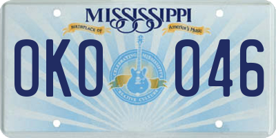 MS license plate OKO046